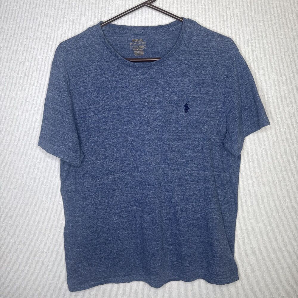 Polo Ralph Lauren Mens Size Large L Blue Custom Slim Fit Cotton T-Shirt Short